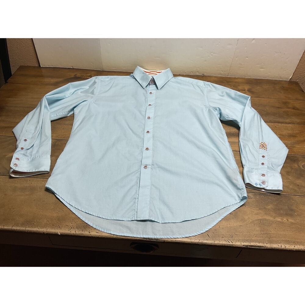 Robert Graham Mens XL Button Up Shirt Light Blue Flip Cuffs